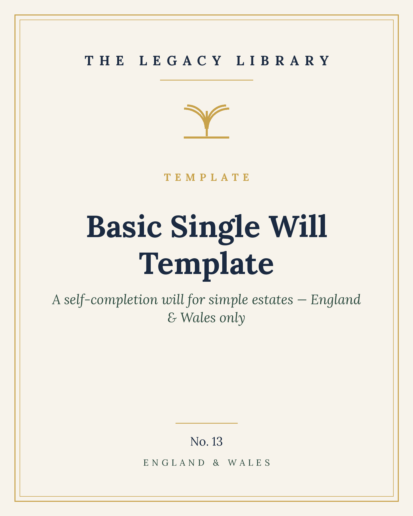 The Legacy Library — Basic Single Will Template cover