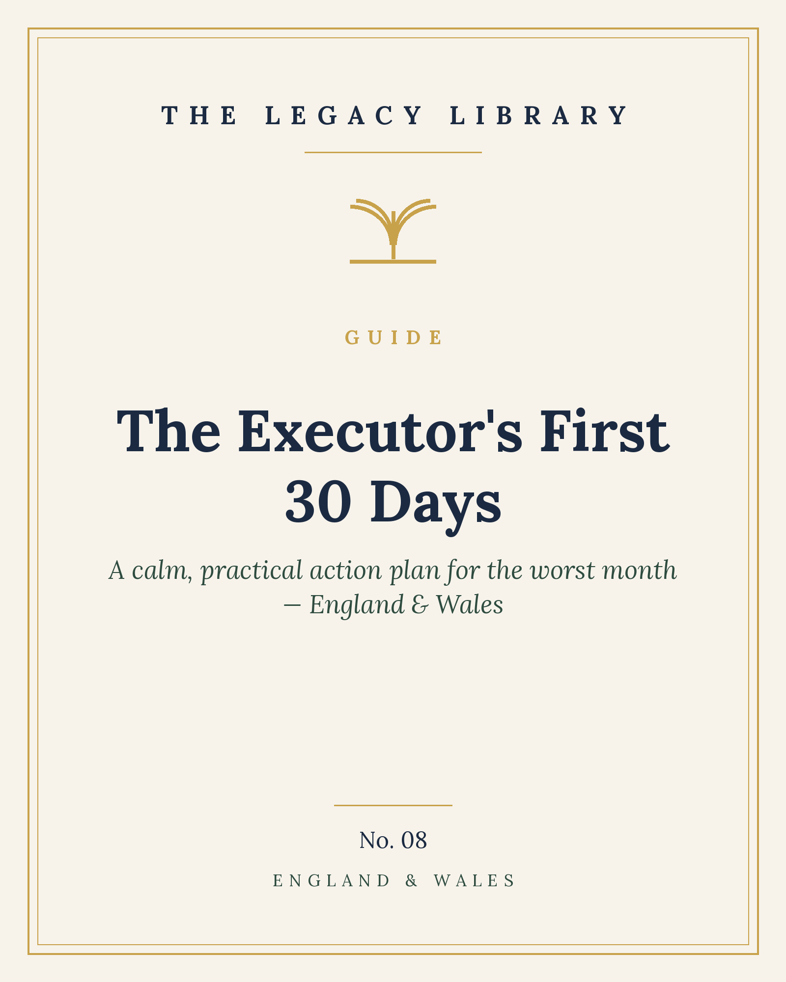 The Legacy Library — The Executor's First 30 Days cover