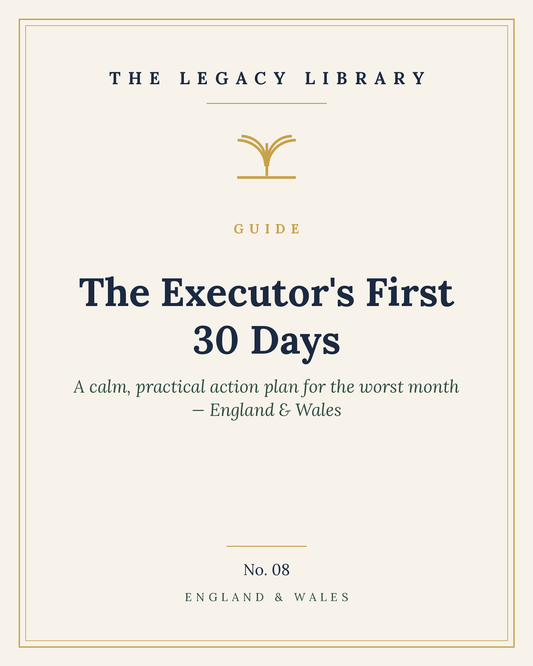 The Legacy Library — The Executor's First 30 Days cover