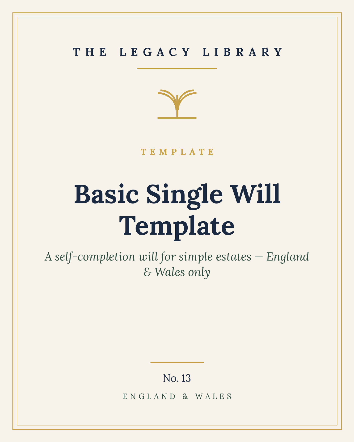 The Legacy Library — Basic Single Will Template cover
