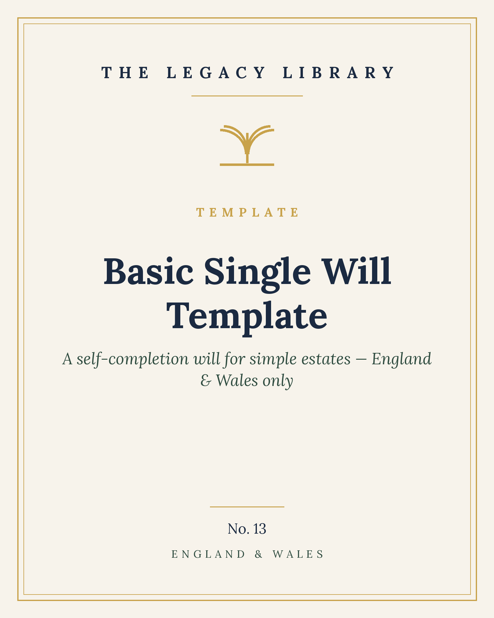 The Legacy Library — Basic Single Will Template cover