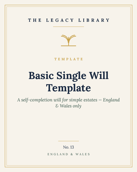 The Legacy Library — Basic Single Will Template cover