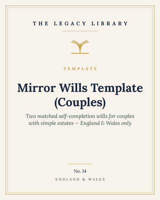The Legacy Library — Mirror Wills Template (Couples) cover