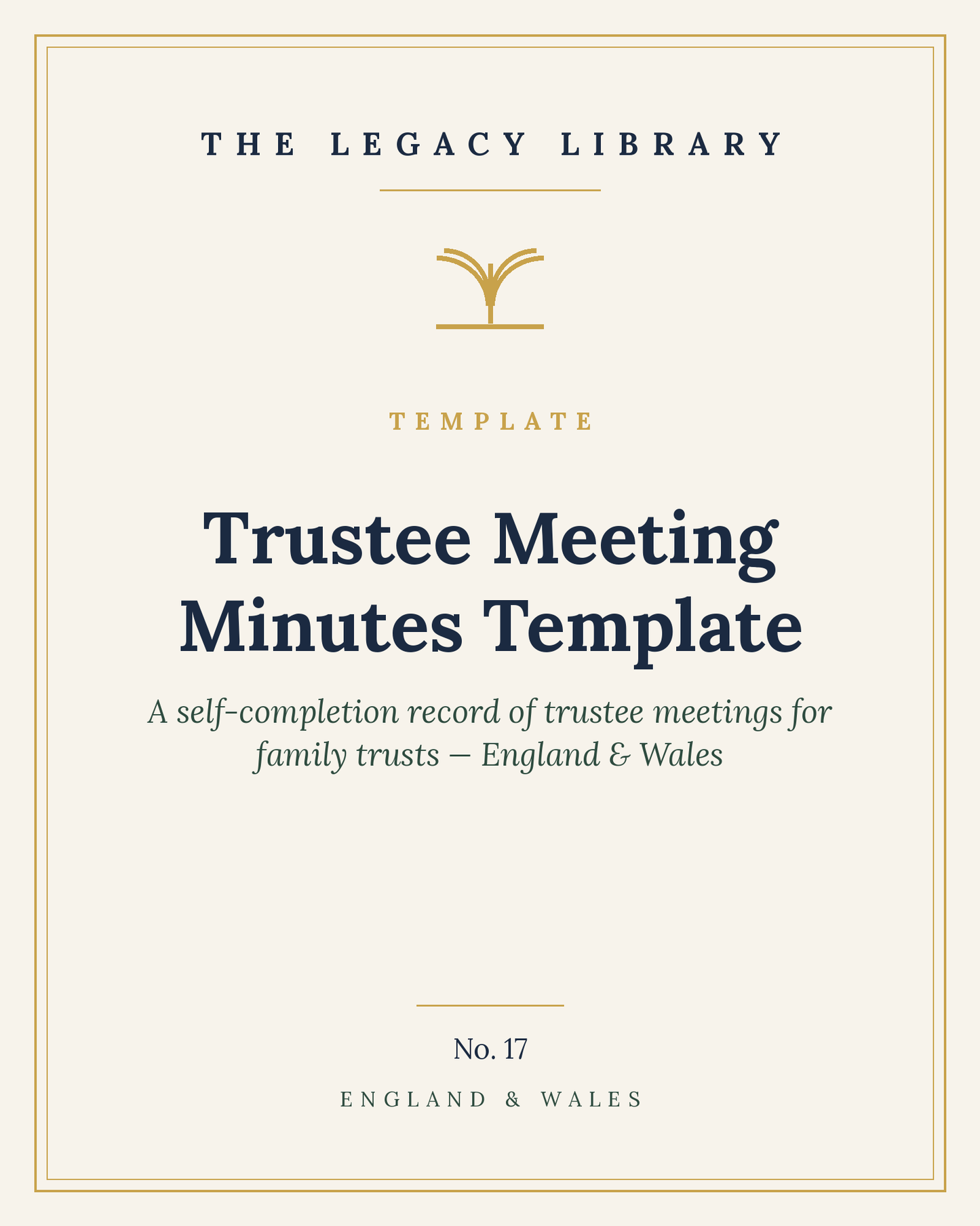 The Legacy Library — Trustee Meeting Minutes Template cover