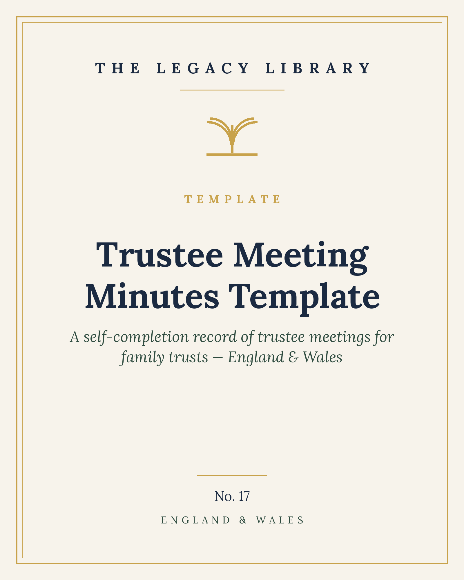 The Legacy Library — Trustee Meeting Minutes Template cover