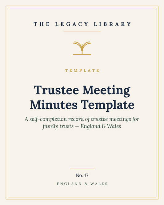The Legacy Library — Trustee Meeting Minutes Template cover