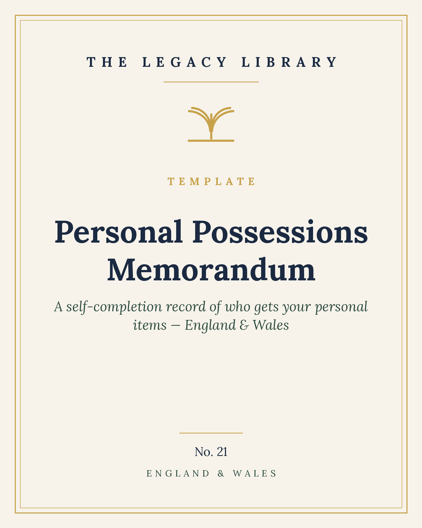 The Legacy Library — Personal Possessions Memorandum cover