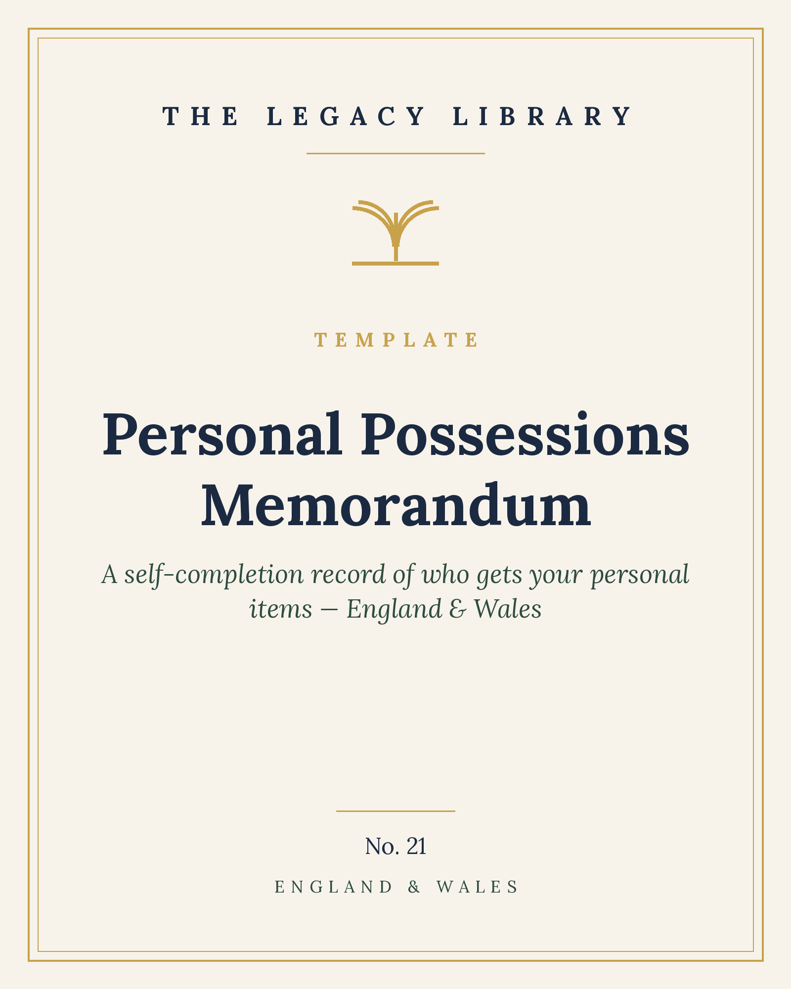 The Legacy Library — Personal Possessions Memorandum cover