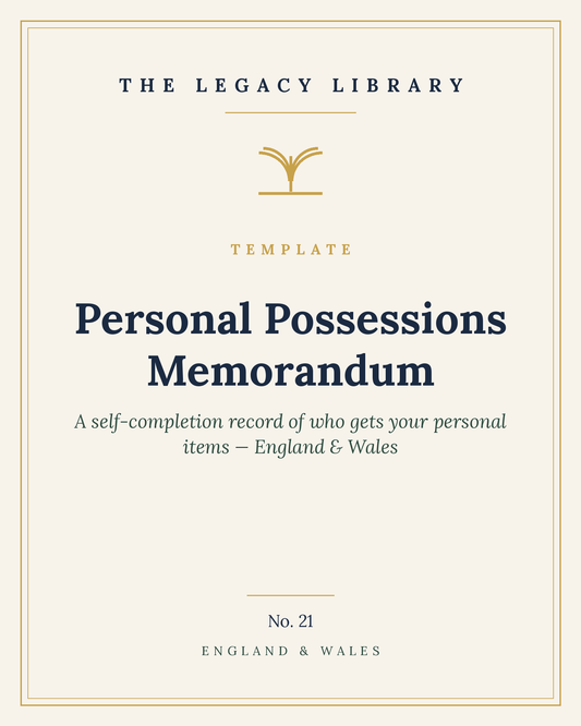The Legacy Library — Personal Possessions Memorandum cover