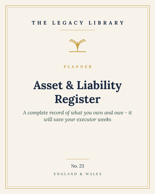 The Legacy Library — Asset & Liability Register cover